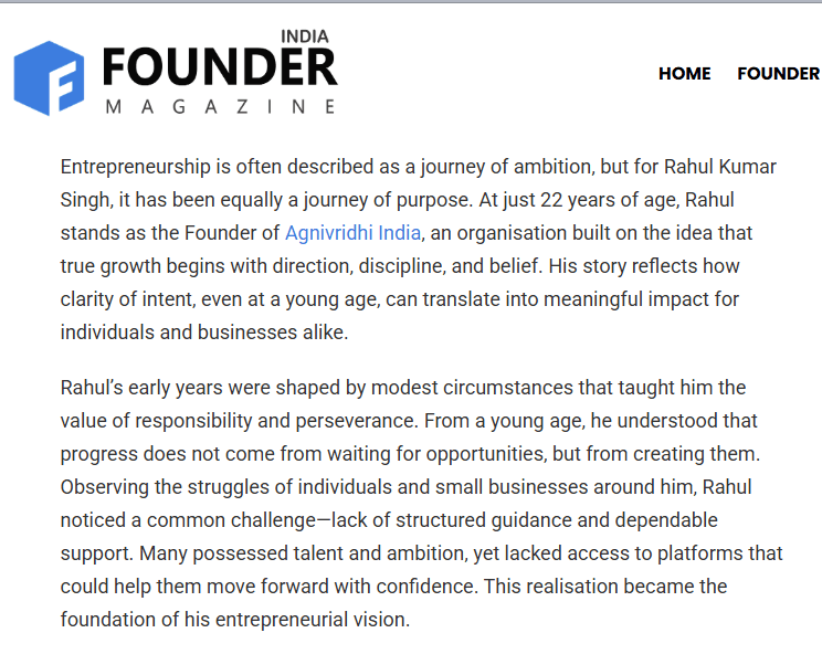 Founder Magazine recognition