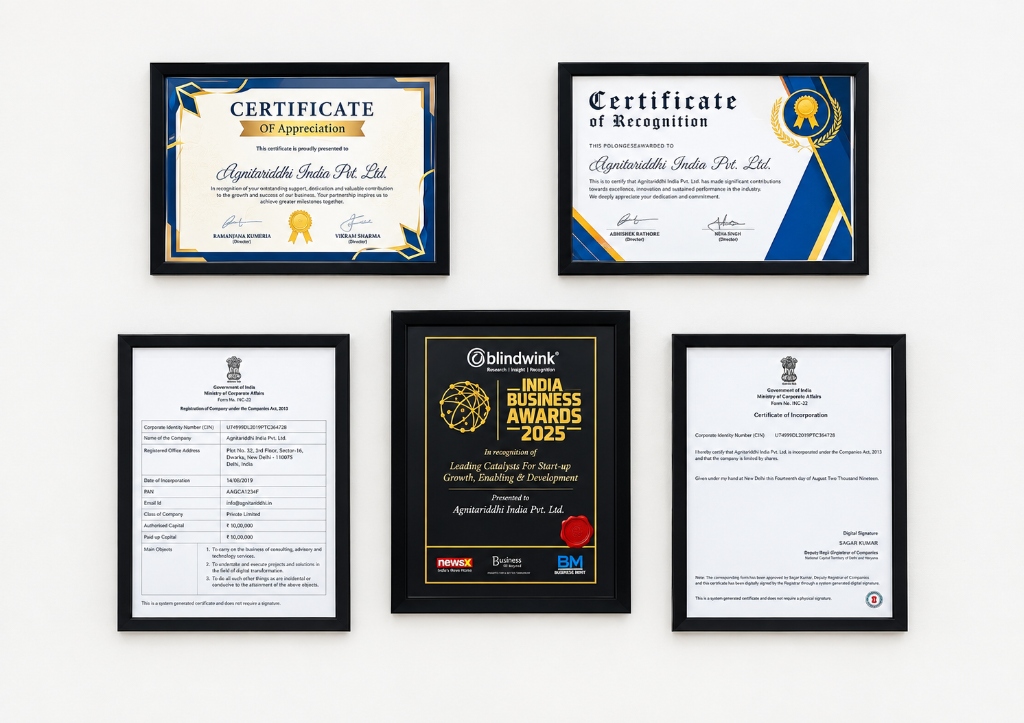 Agnivridhi India MCA Government of India Incorporation & National Business Awards